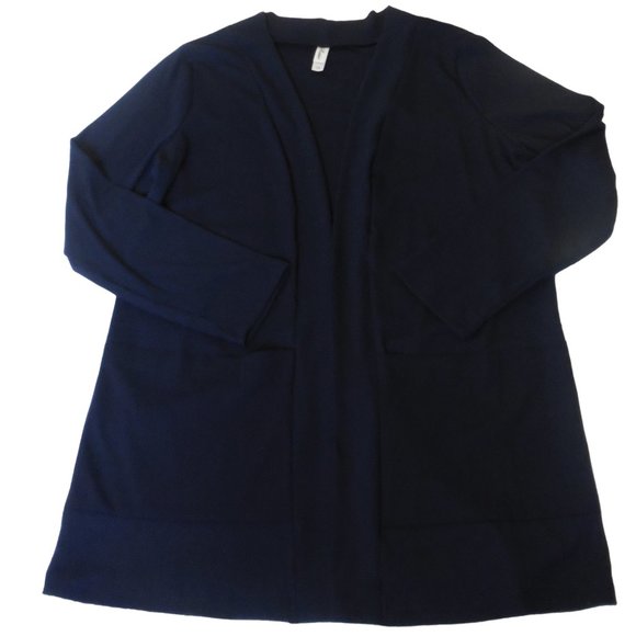 Cardigan NEW 1X,2X,3X ROSIO Blue Lightweight knit duster pockets long sleeve - Picture 7 of 7